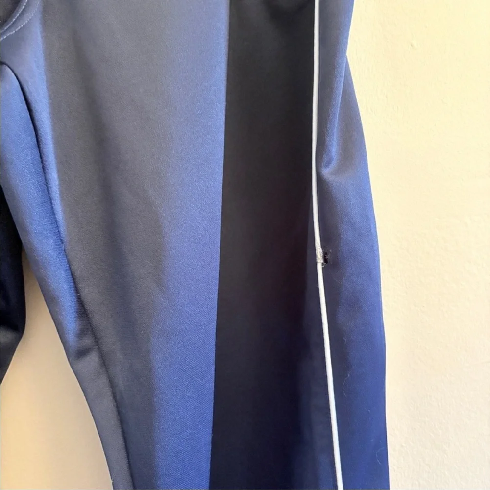 Vintage 90s Umbro Navy Athletic Pants w White Piping & Zip Bottom – Large Fair - Picture 7 of 16